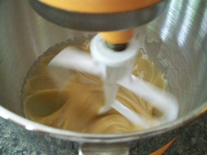 making opera cream candy in a mixer